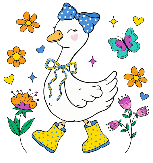Cute Goose Floral Graphic Tee