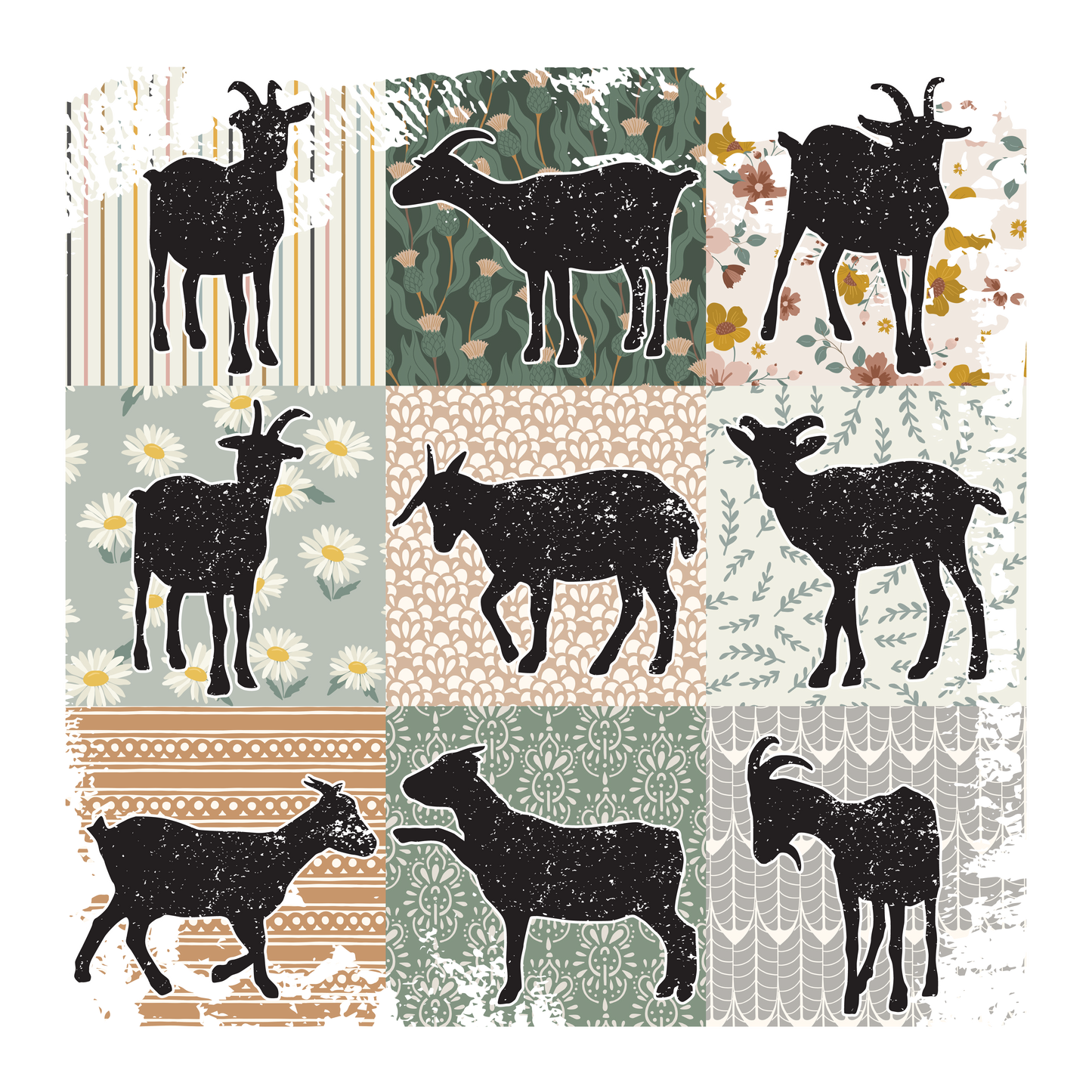 Farm Goat Patchwork Graphic Tee