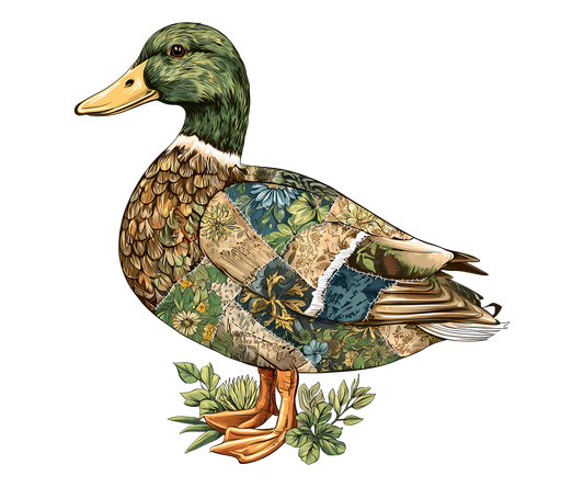 Patchwork Mallard Duck Graphic Hoodie