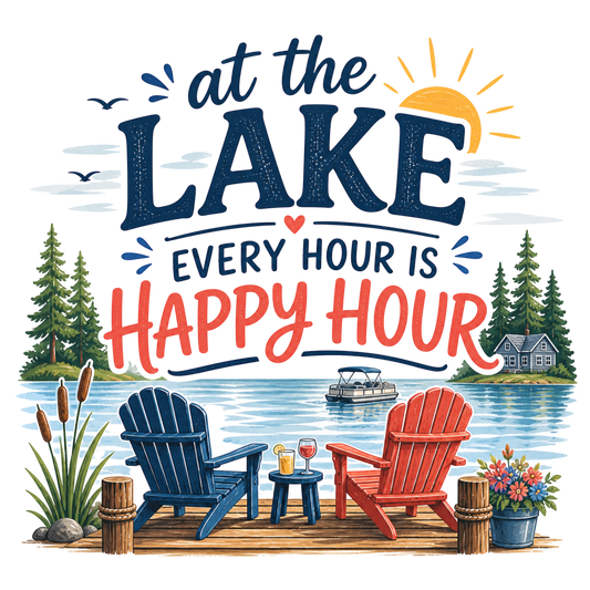 At the Lake Every Hour Is Happy Hour Graphic Tee