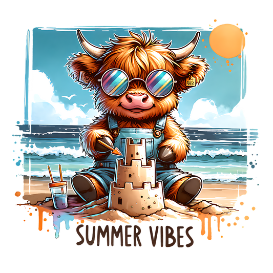 Highland Cow Summer Vibes Youth Tee