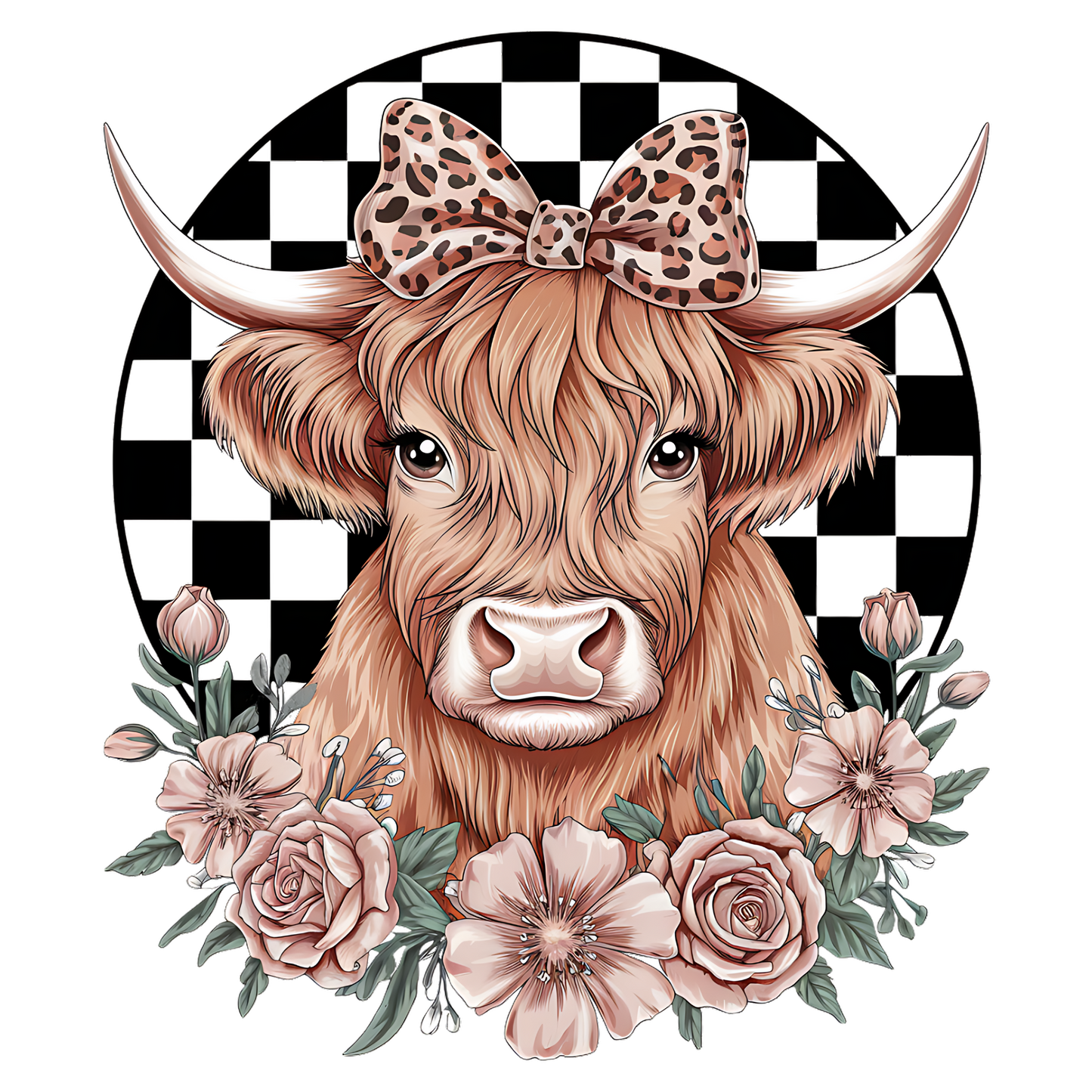 Highland Cow Floral Graphic Tee