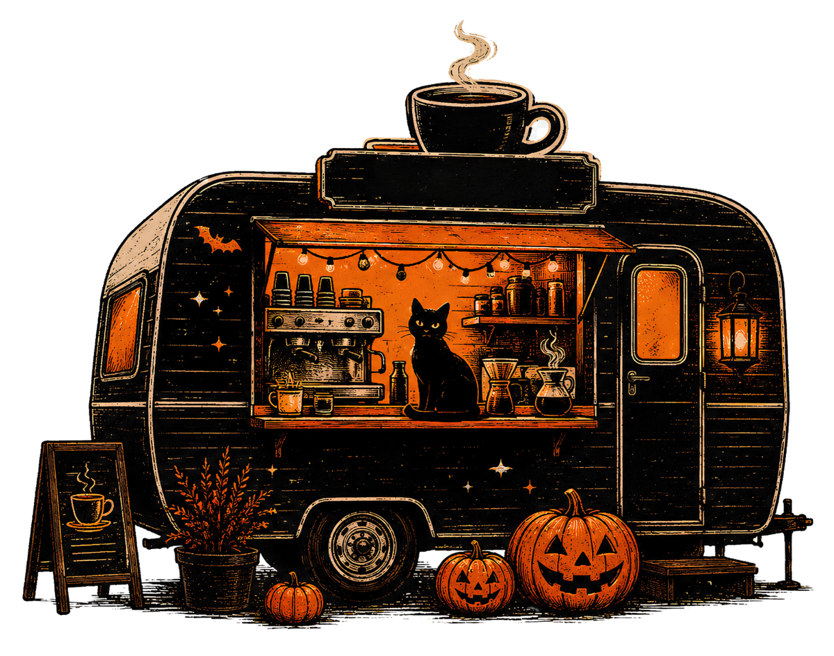 Spooky Cat Coffee Truck Hoodie