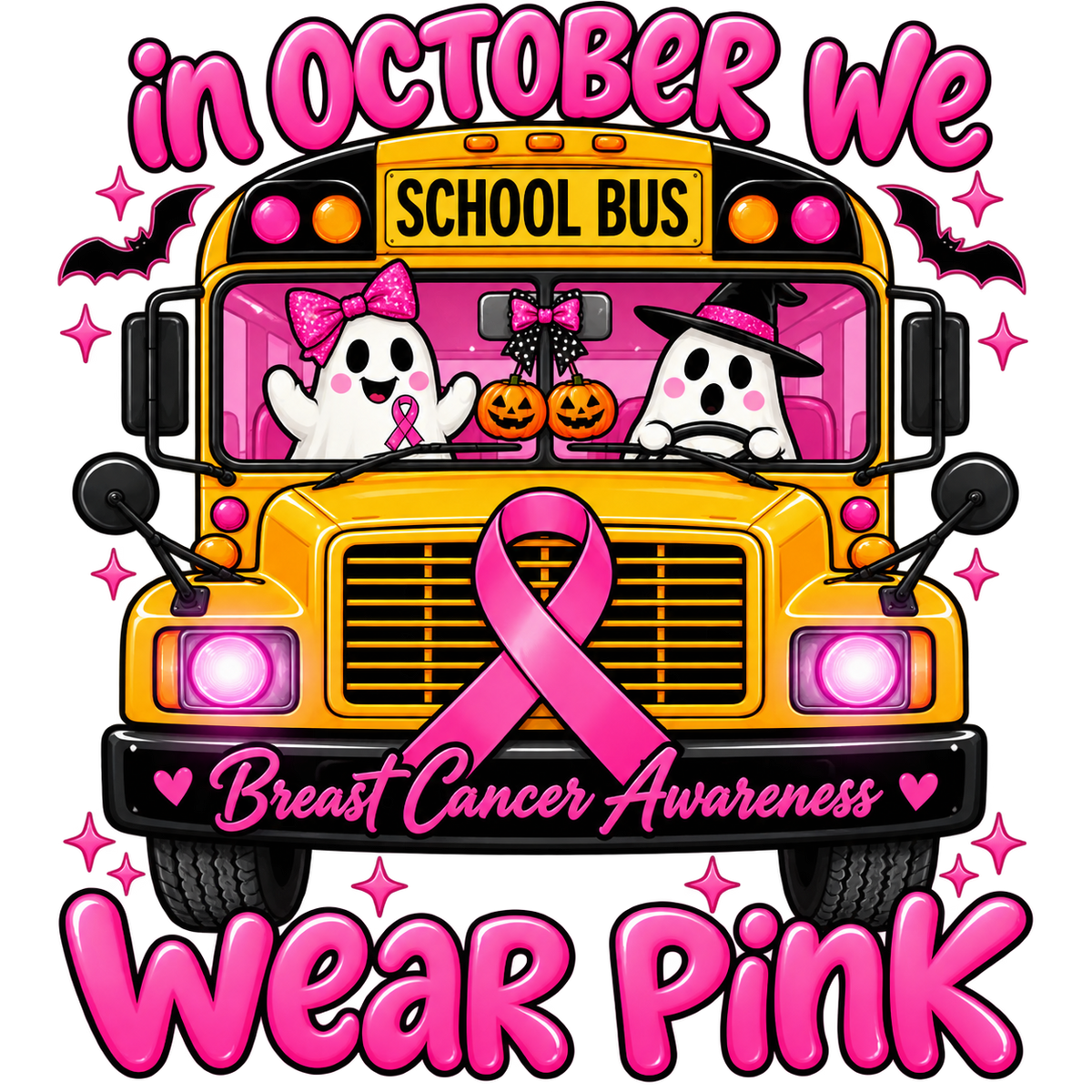 School Bus Breast Cancer Graphic Tee