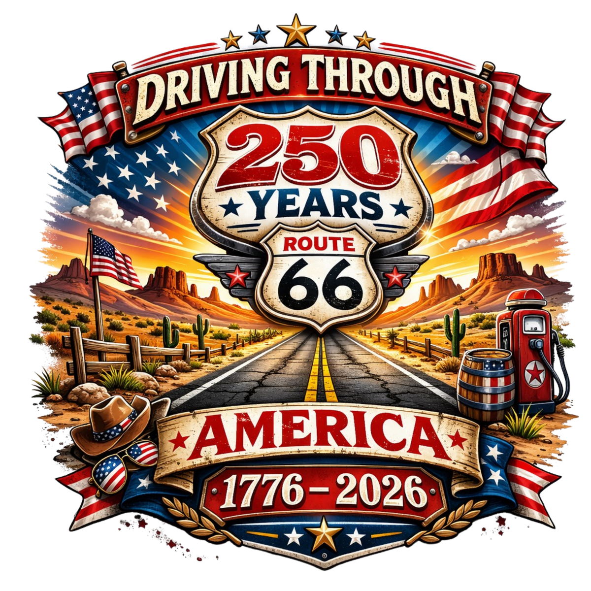 Driving Through 250 Years of America Graphic Tee