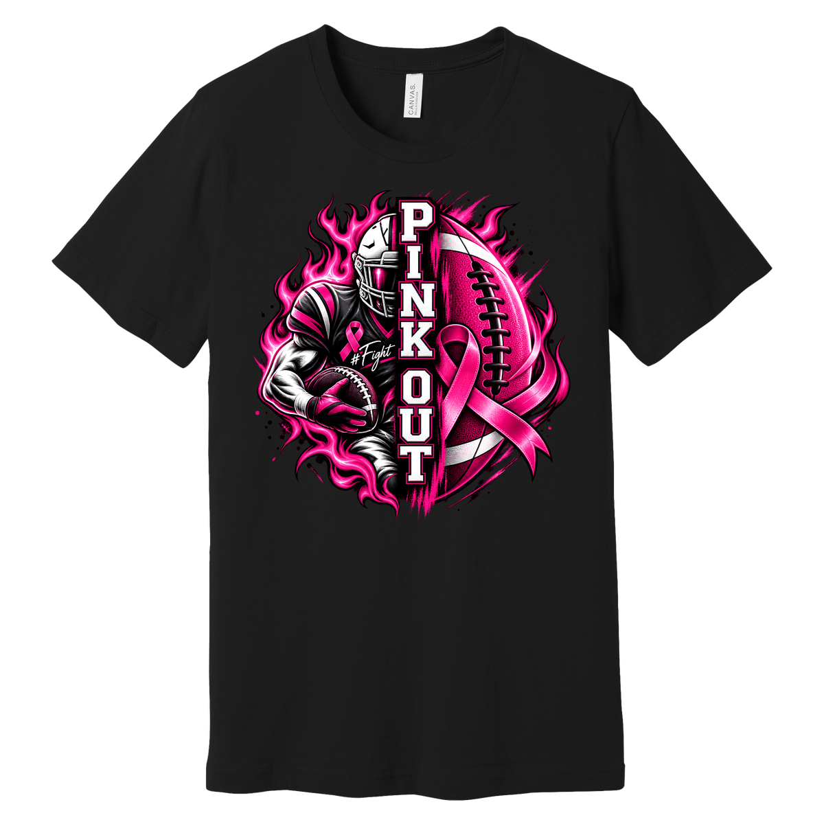 Pinkout Flame Football Graphic Tee
