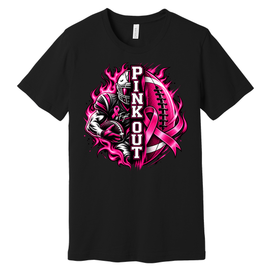 Pinkout Flame Football Graphic Tee