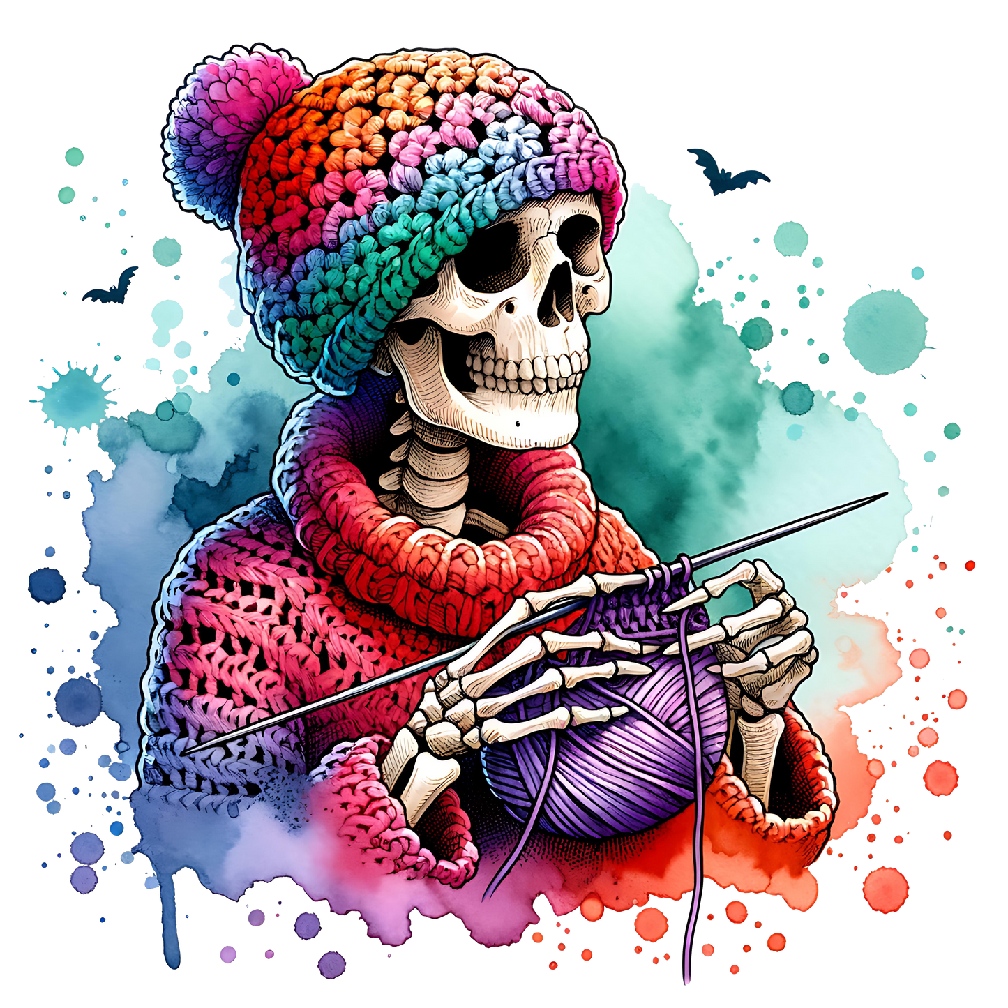 Knitting Skeleton Graphic Hoodie