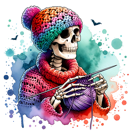 Knitting Skeleton Graphic Hoodie