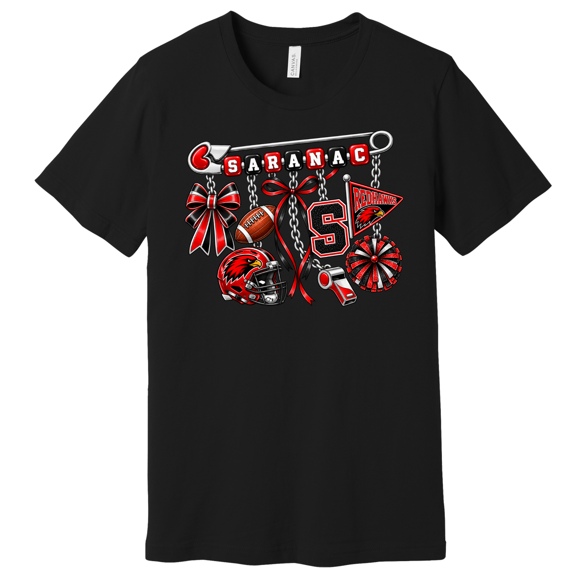 Saranac Redhawks Team Pin Graphic Tee