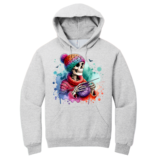 Knitting Skeleton Graphic Hoodie