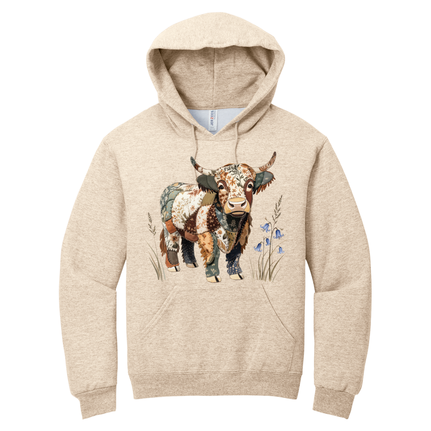 Patchwork Highland Cow Graphic Hoodie