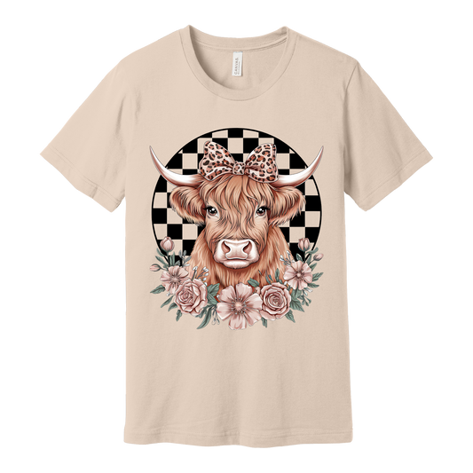 Highland Cow Floral Graphic Tee