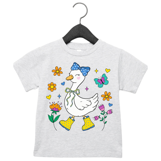 Cute Goose Floral Graphic Tee