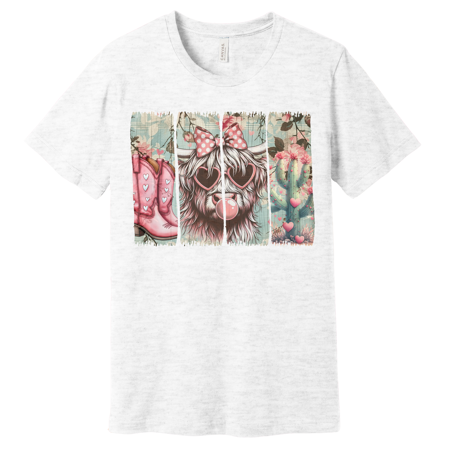 Western Valentine Highland Cow Graphic Tee