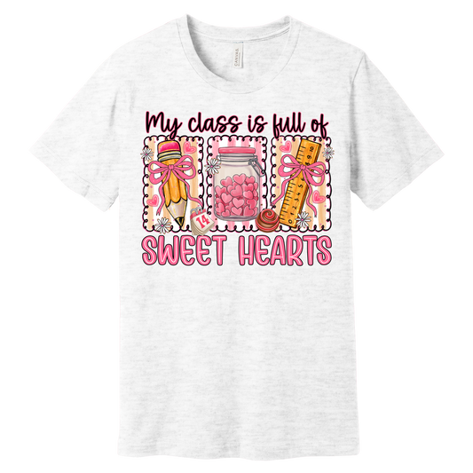 My Class Is Full of Sweet Hearts Teacher Graphic Tee