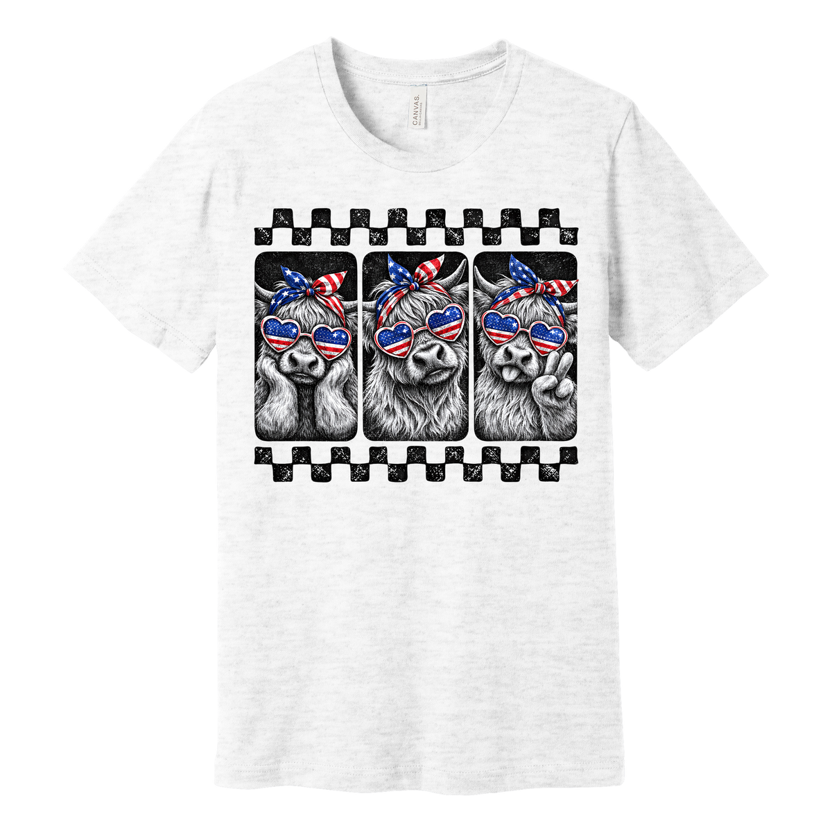 Patriotic Highland Cow Graphic Tee