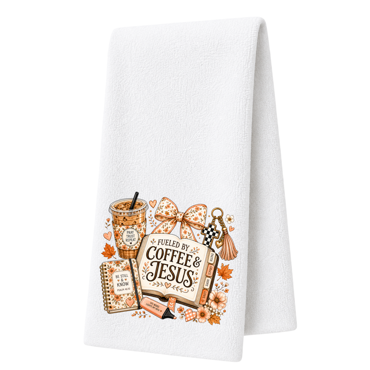 Fueled by Coffee & Jesus Decorative Towel