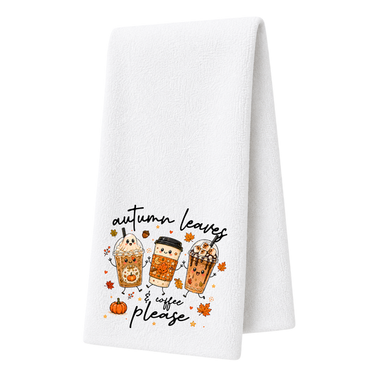 Autumn Leaves & Coffee Please Decorative Towel