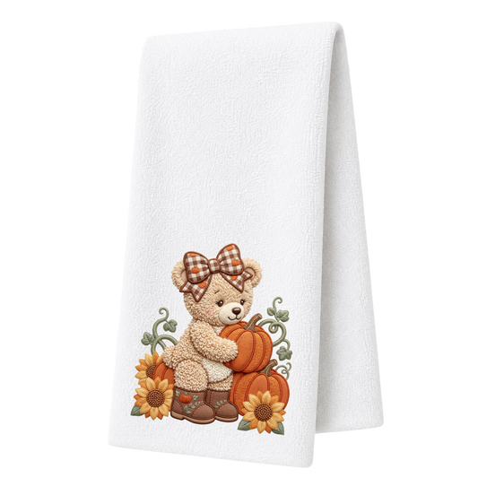 Fall Teddy Bear Decorative Towel