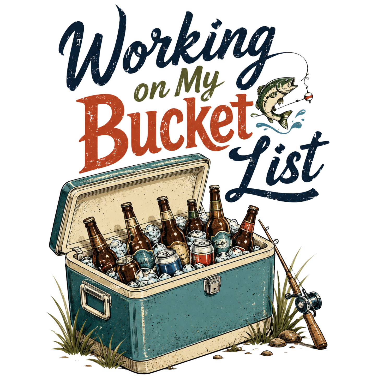 Working on My Bucket List Fishing Graphic Tee