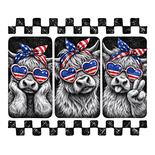 Patriotic Highland Cow Graphic Tee