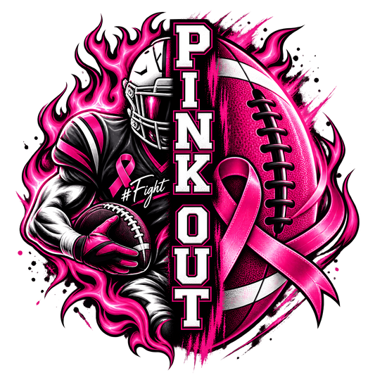 Pinkout Flame Football Graphic Tee