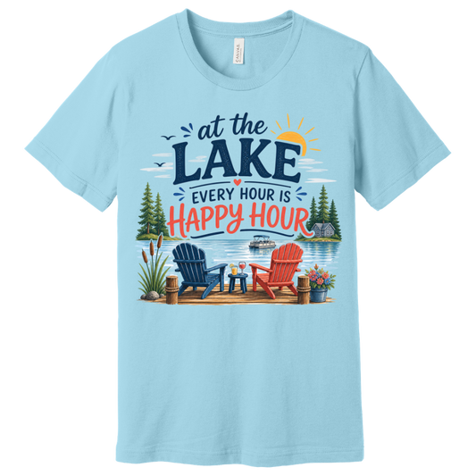 At the Lake Every Hour Is Happy Hour Graphic Tee