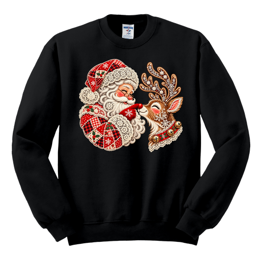 Vintage Santa & Reindeer Crewneck