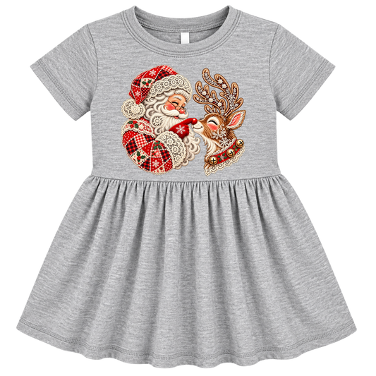 Vintage Santa and Reindeer Dress