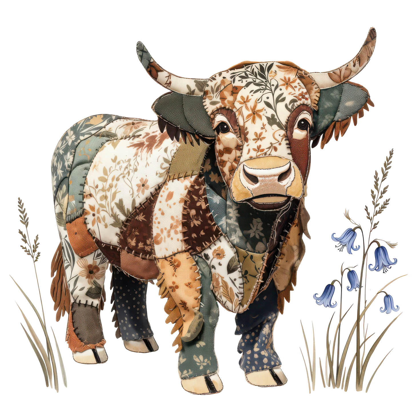 Patchwork Highland Cow Graphic Hoodie