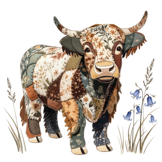 Patchwork Highland Cow Graphic Hoodie
